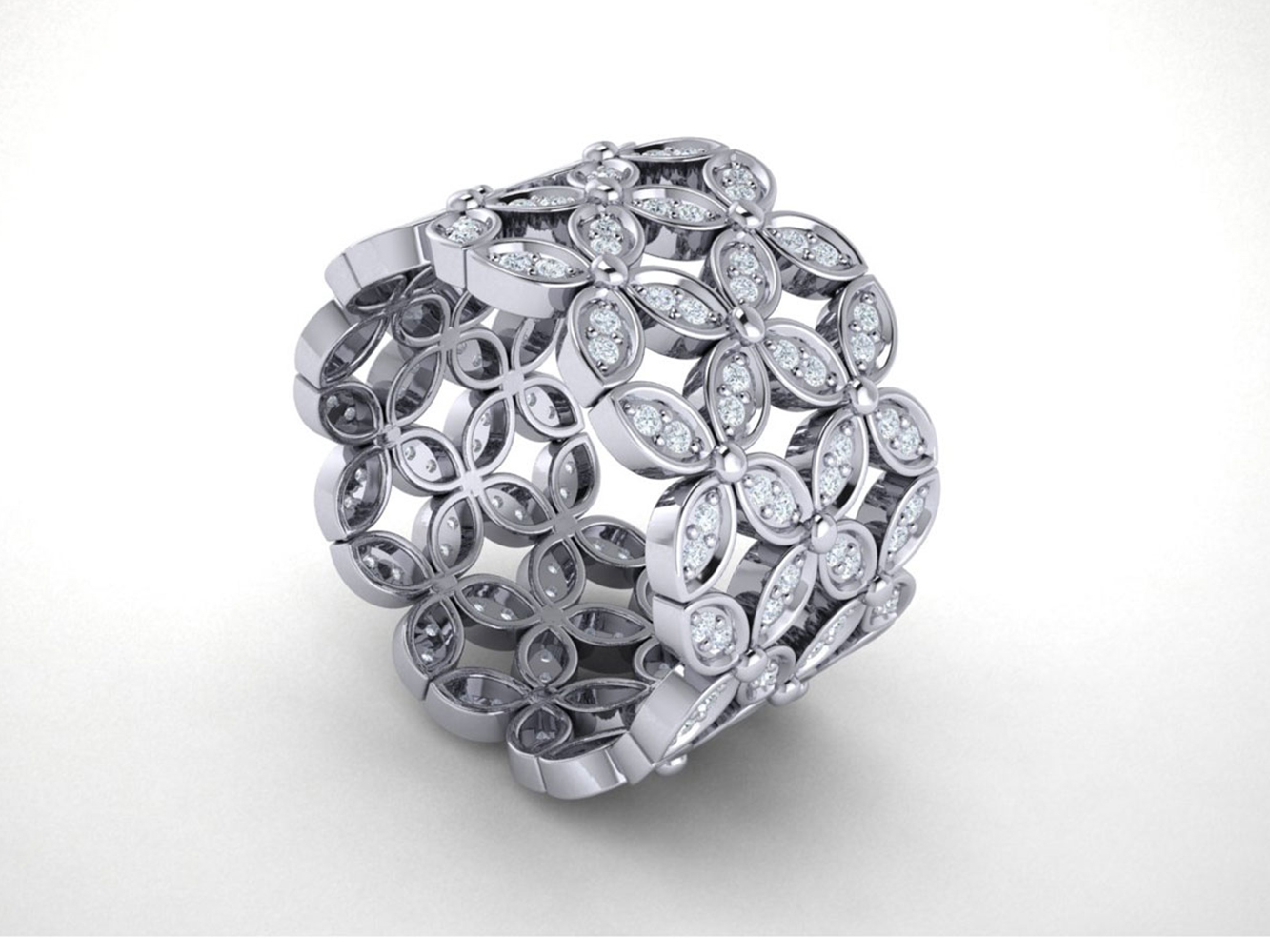 Genuine 1 Ct Round Cut Diamond Ladies Flower Full Eternity Band 10K Gold GH SI1 - Picture 10 of 14