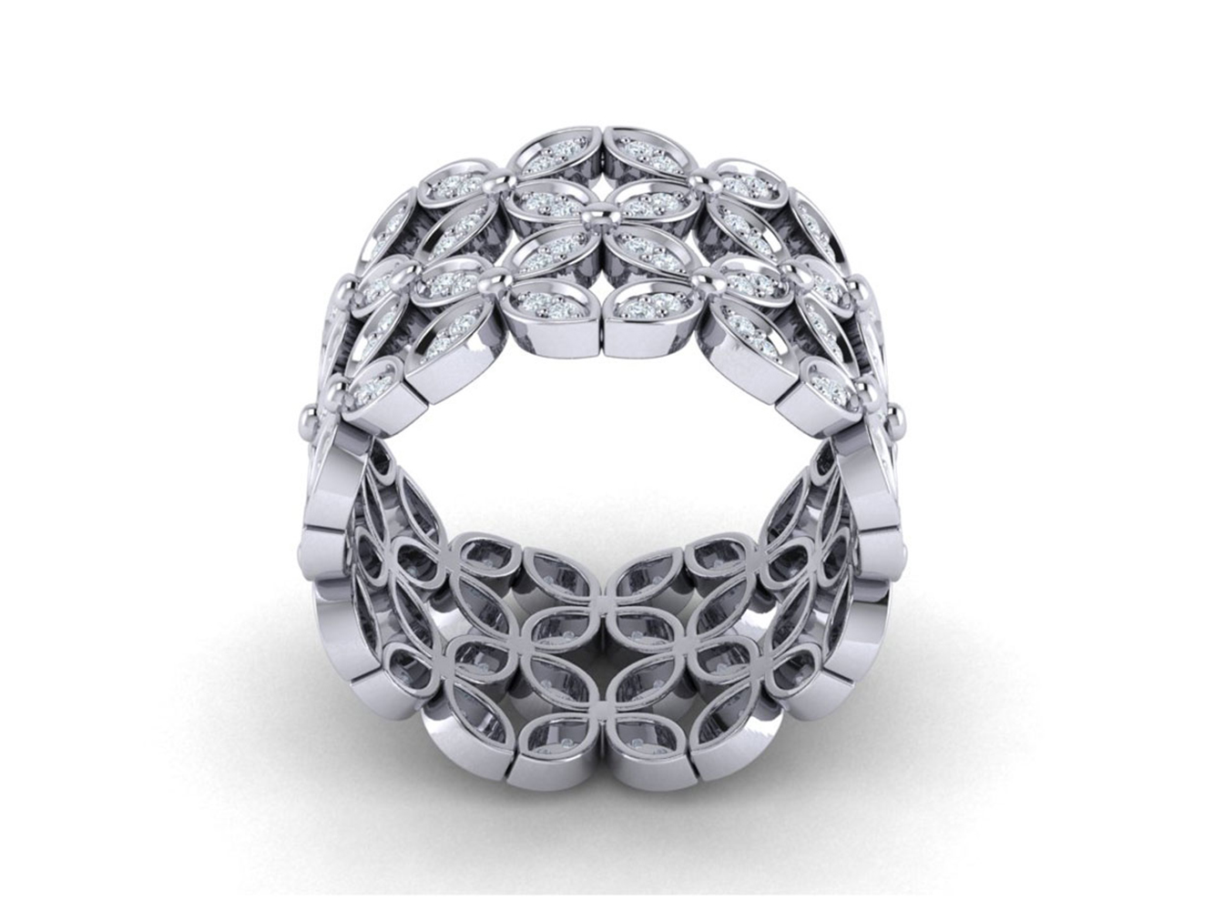Genuine 1 Ct Round Cut Diamond Ladies Flower Full Eternity Band 10K Gold GH SI1 - Picture 11 of 14