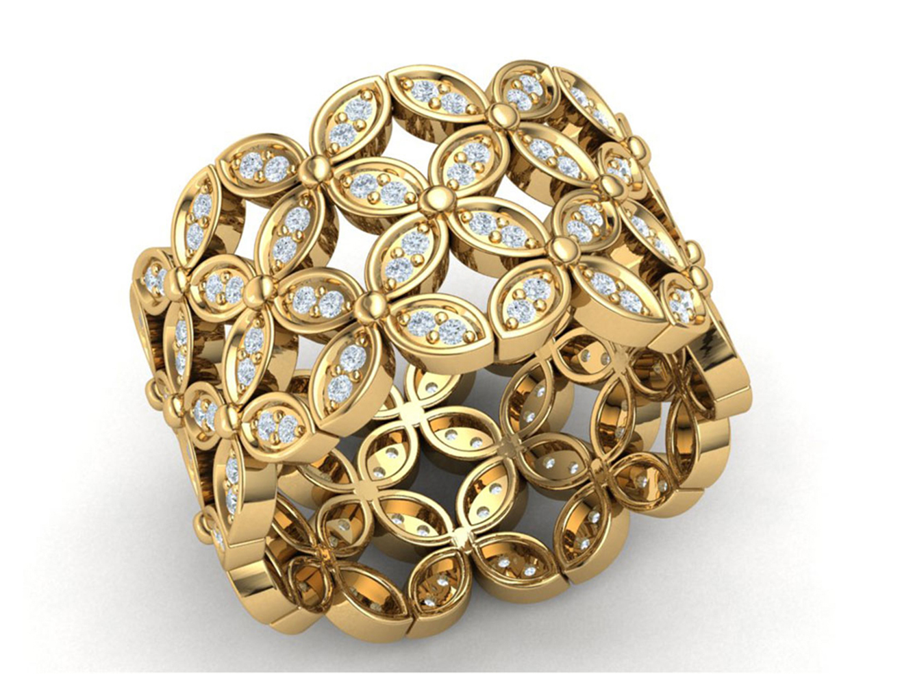 Genuine 1 Ct Round Cut Diamond Ladies Flower Full Eternity Band 10K Gold GH SI1 - Picture 12 of 14