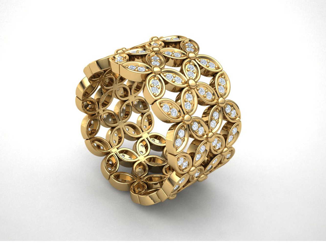 Genuine 1 Ct Round Cut Diamond Ladies Flower Full Eternity Band 10K Gold GH SI1 - Picture 13 of 14
