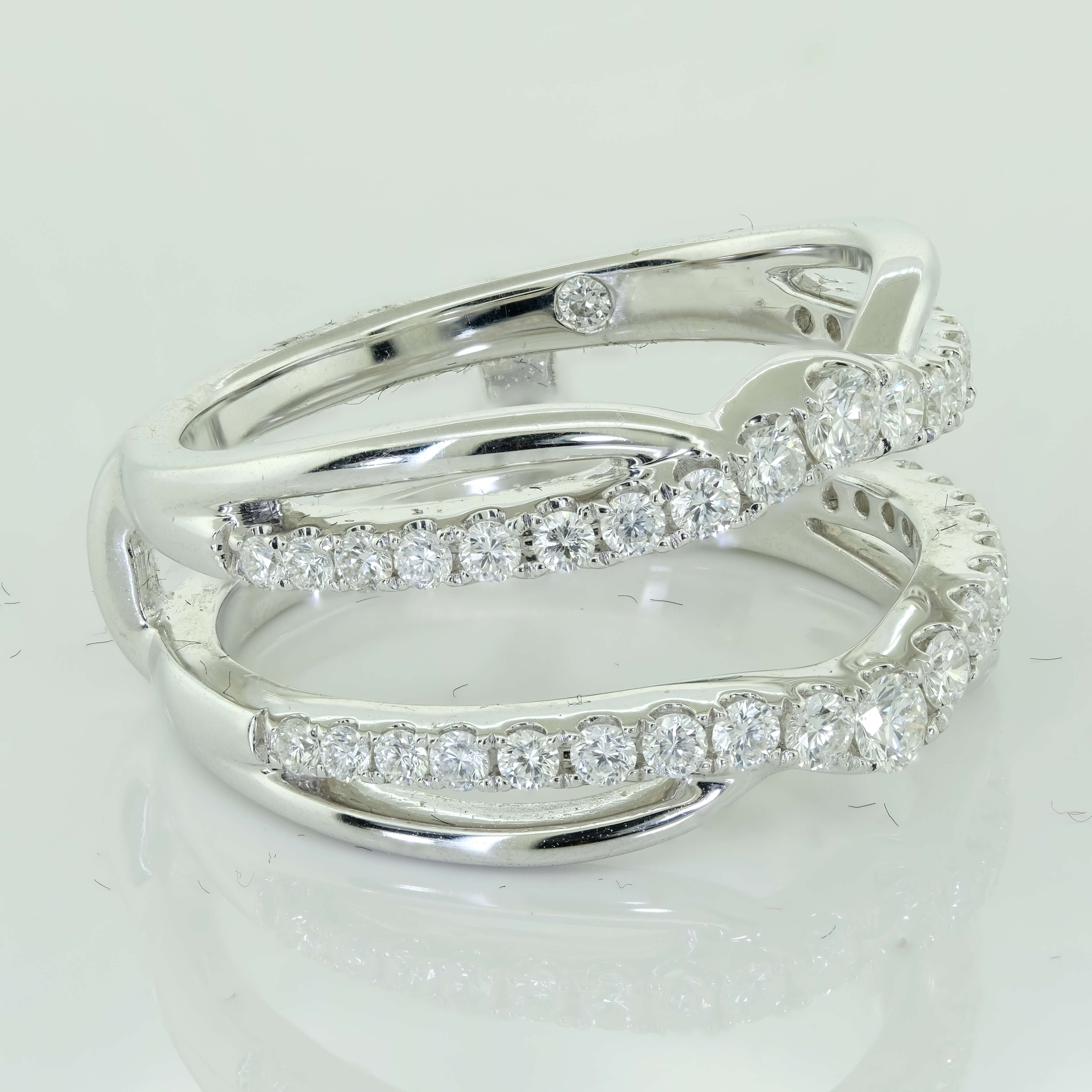 0.85ct Round Diamond Bridal Engagement Ring Jacket Guard Wrap 14k White