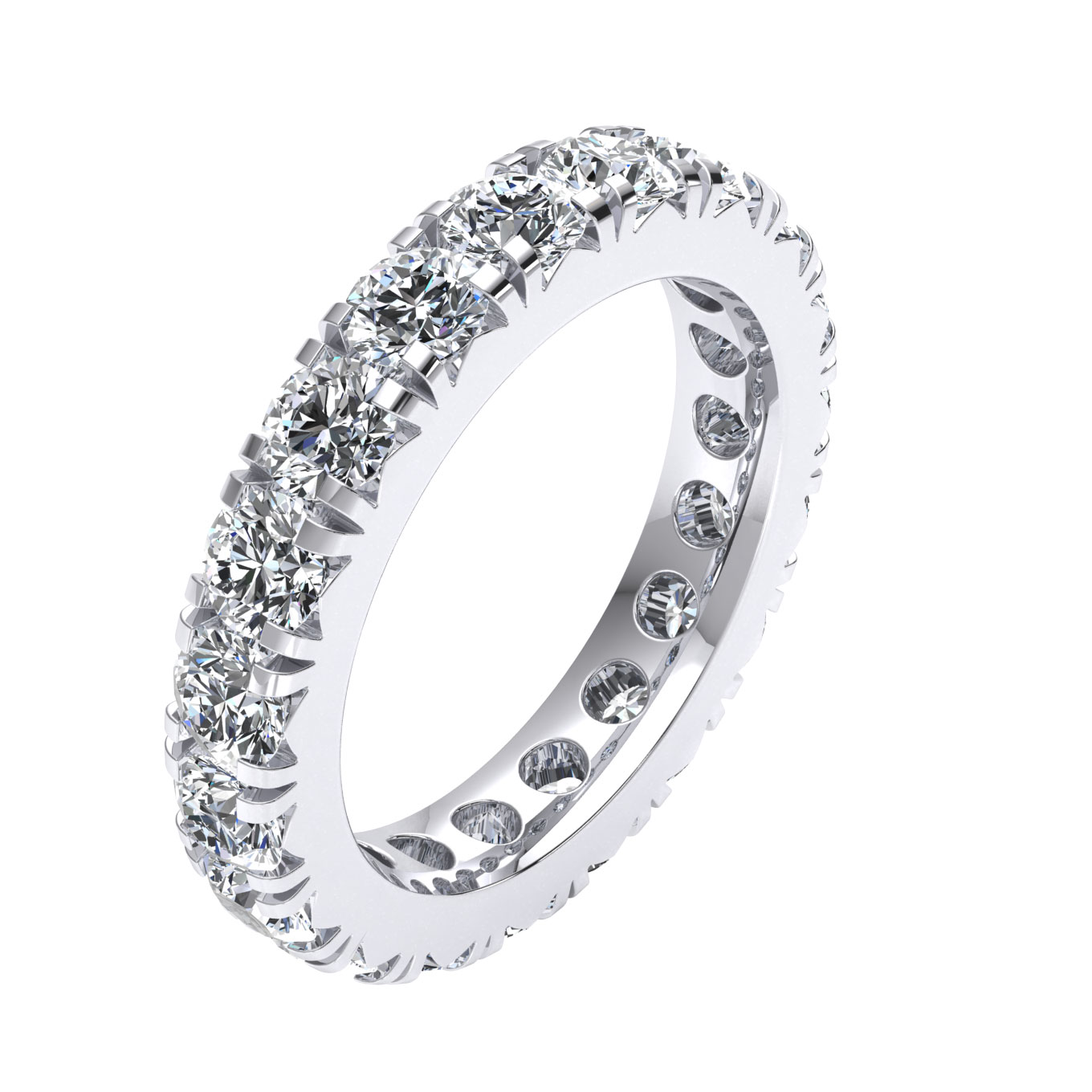 Ladies French Pavé Diamond Eternity Ring Wedding Band 18k