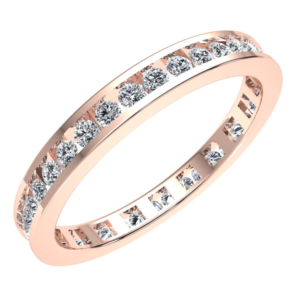 JEWELWESELL Pre-owned Womens Channel Set Eternity Band Natural Diamond Wedding Ring 0.50ct 14k Gold