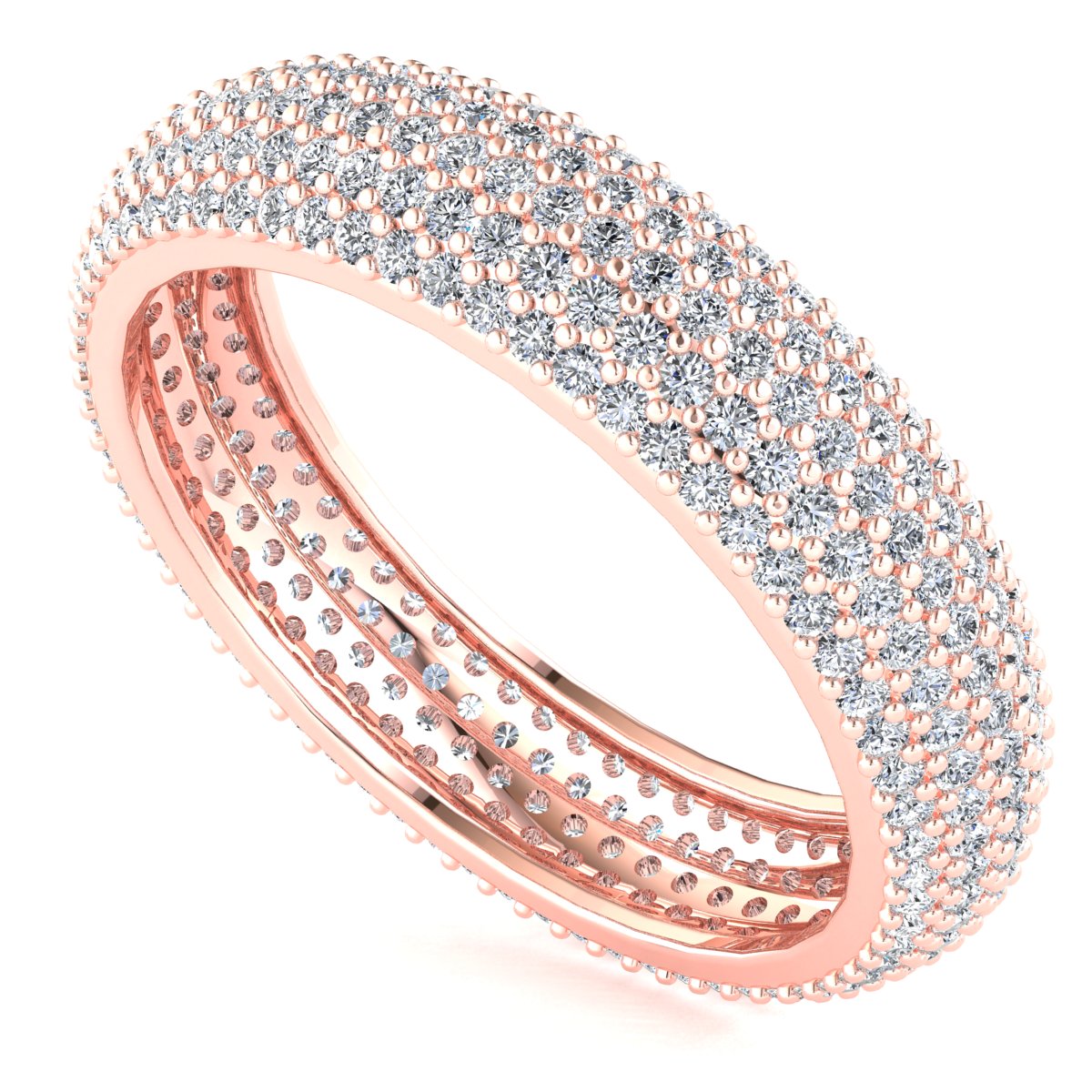 Micropave 5Row Anniversary Eternity Band Ring 10k Gold Natural Round Diamond - Picture 7 of 18