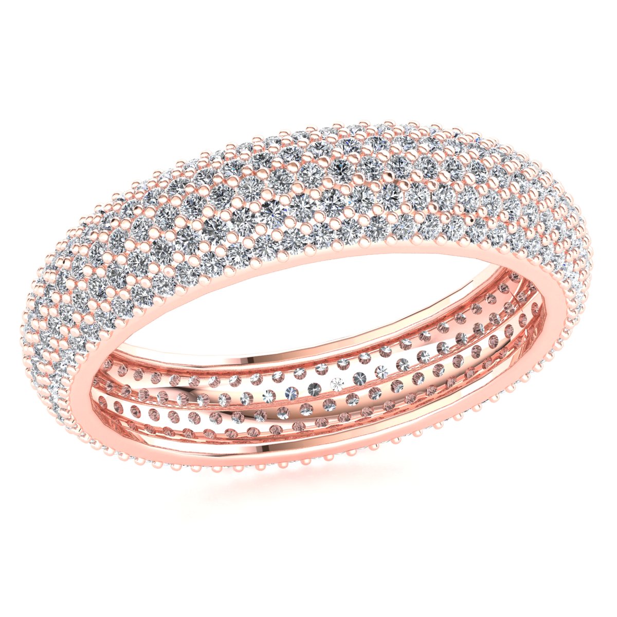 Micropave 5Row Anniversary Eternity Band Ring 10k Gold Natural Round Diamond - Picture 8 of 18