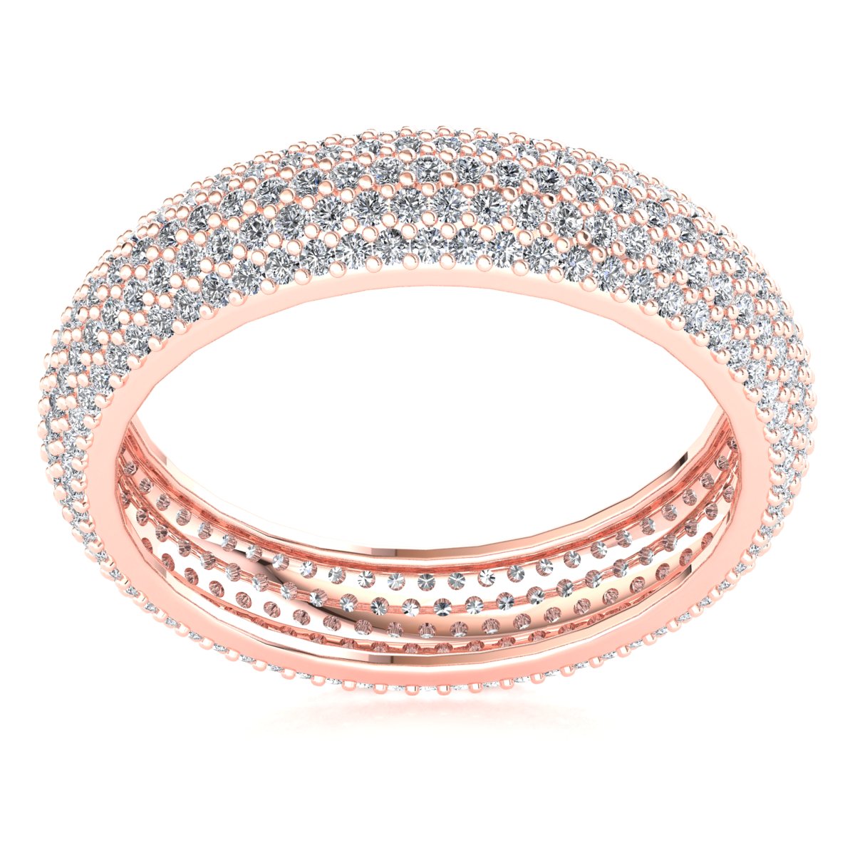 Micropave 5Row Anniversary Eternity Band Ring 10k Gold Natural Round Diamond - Picture 9 of 18