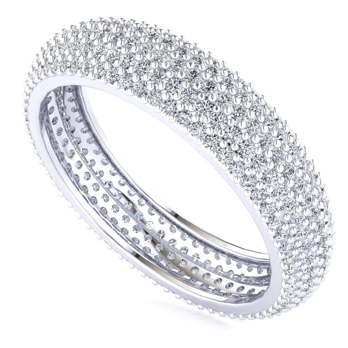 Micropave 5Row Anniversary Eternity Band Ring 10k Gold Natural Round Diamond - Picture 11 of 18
