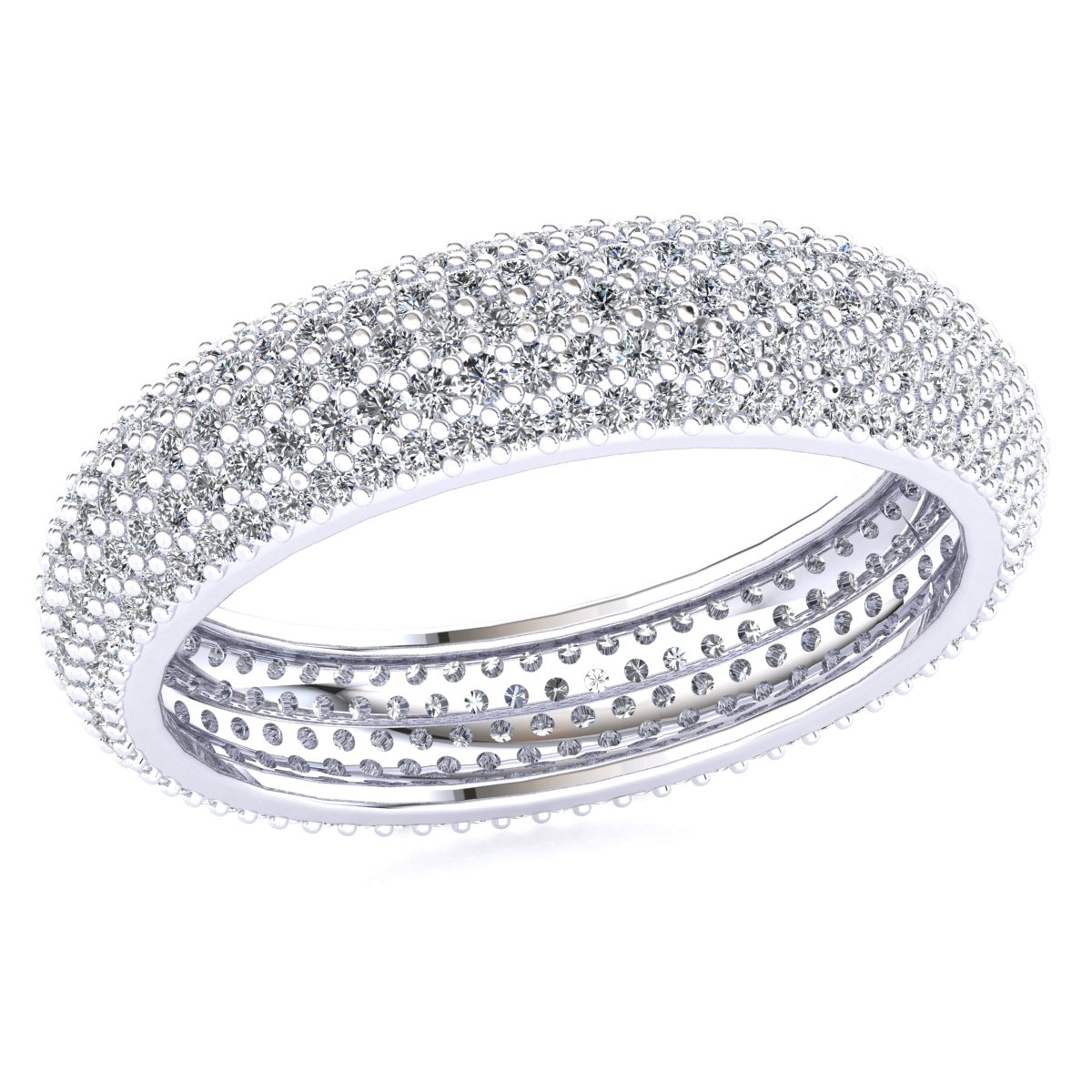 Micropave 5Row Anniversary Eternity Band Ring 10k Gold Natural Round Diamond - Picture 12 of 18