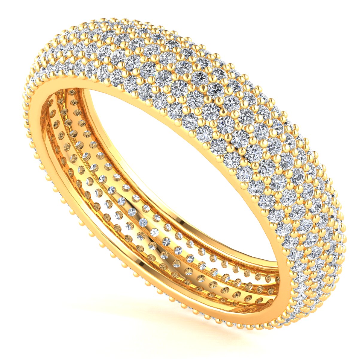 Micropave 5Row Anniversary Eternity Band Ring 10k Gold Natural Round Diamond - Picture 15 of 18