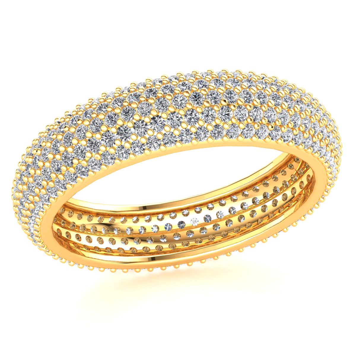 Micropave 5Row Anniversary Eternity Band Ring 10k Gold Natural Round Diamond - Picture 16 of 18