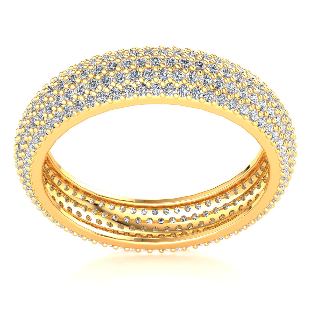 Micropave 5Row Anniversary Eternity Band Ring 10k Gold Natural Round Diamond - Picture 17 of 18