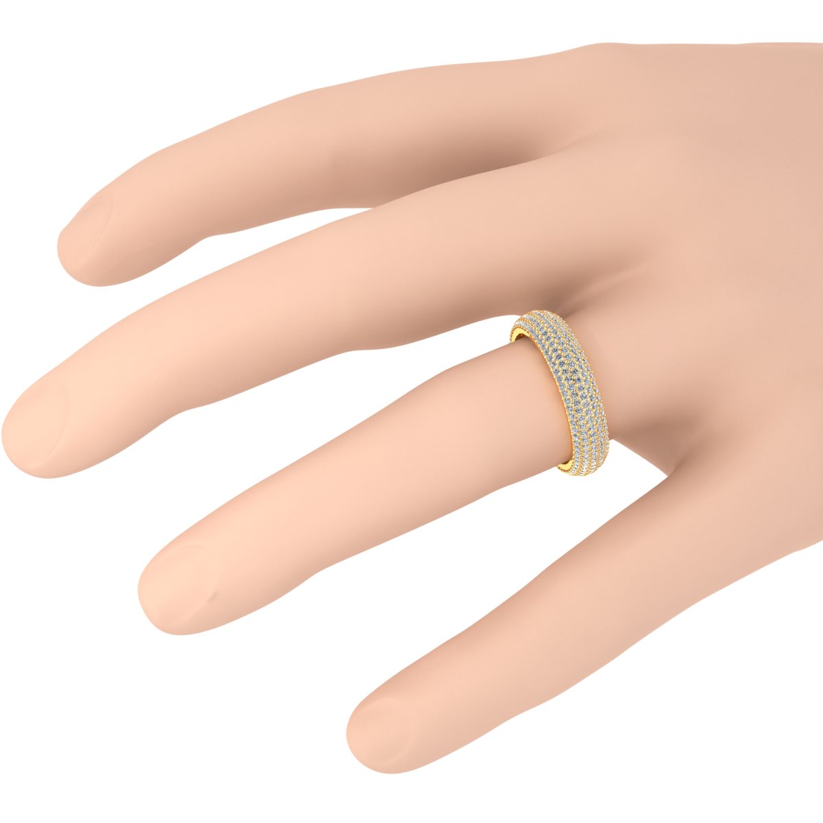 Micropave 5Row Anniversary Eternity Band Ring 10k Gold Natural Round Diamond - Picture 18 of 18