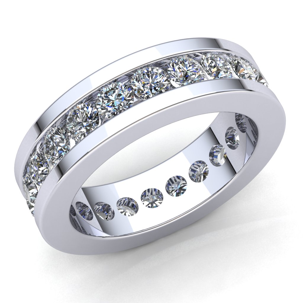 Natural 3.3Ct Round Diamond Mens Wedding Eternity Band