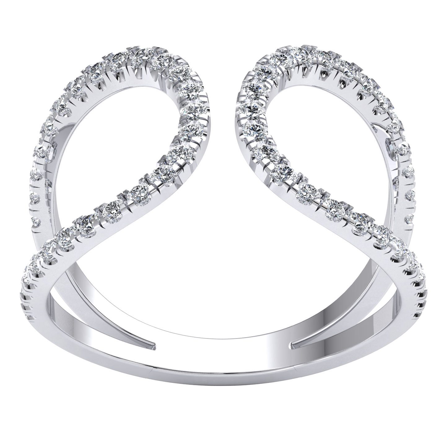 Double Loop Natural Round Diamond Wedding Band Ring 0.50ct