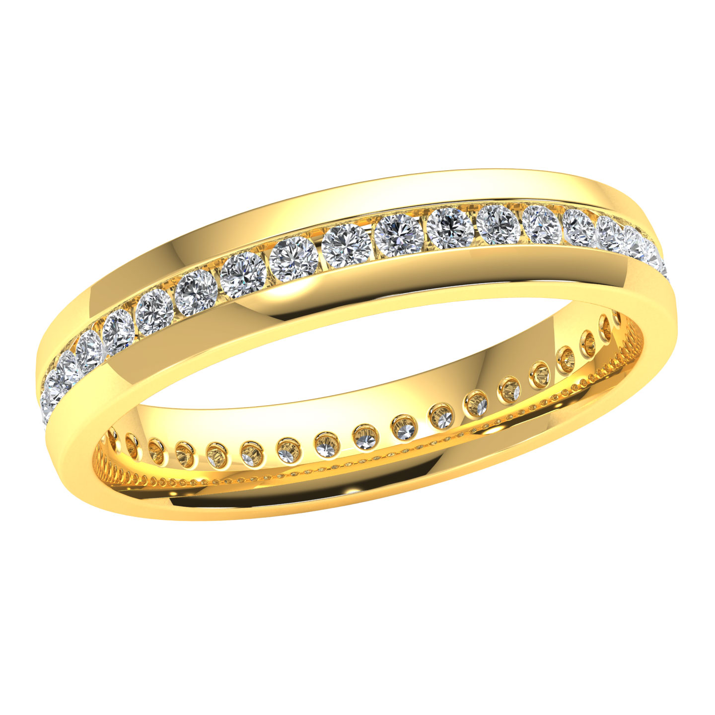 Solid 10k Gold 4mm Channel Set Mens Diamond Eternity