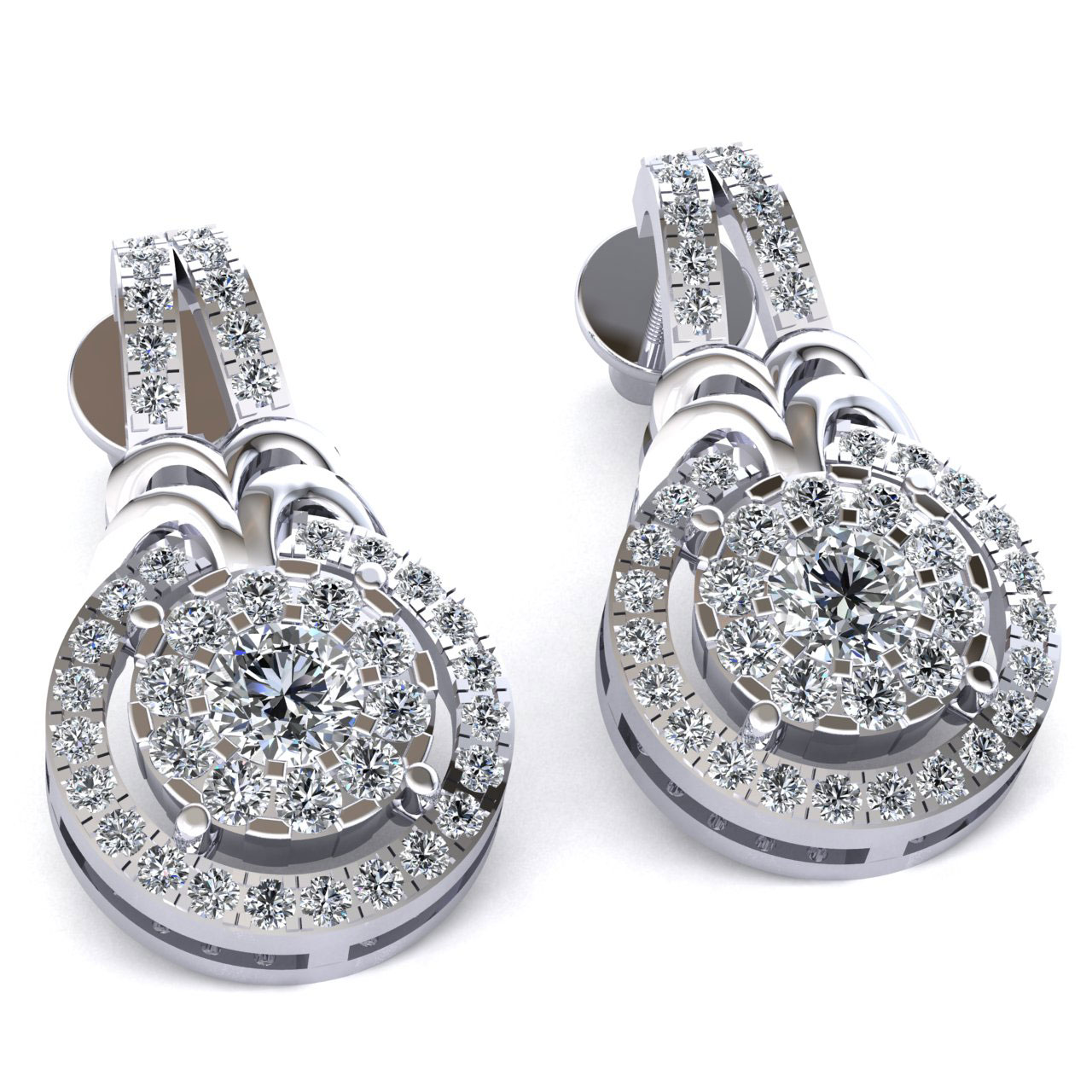 Click to view more detailed imagery on our partner's website Pre-owned Jewelwesell Genuine 0.75ct Round Cut Diamond Ladies Cluster Halo Earrings Solid 10k Gold