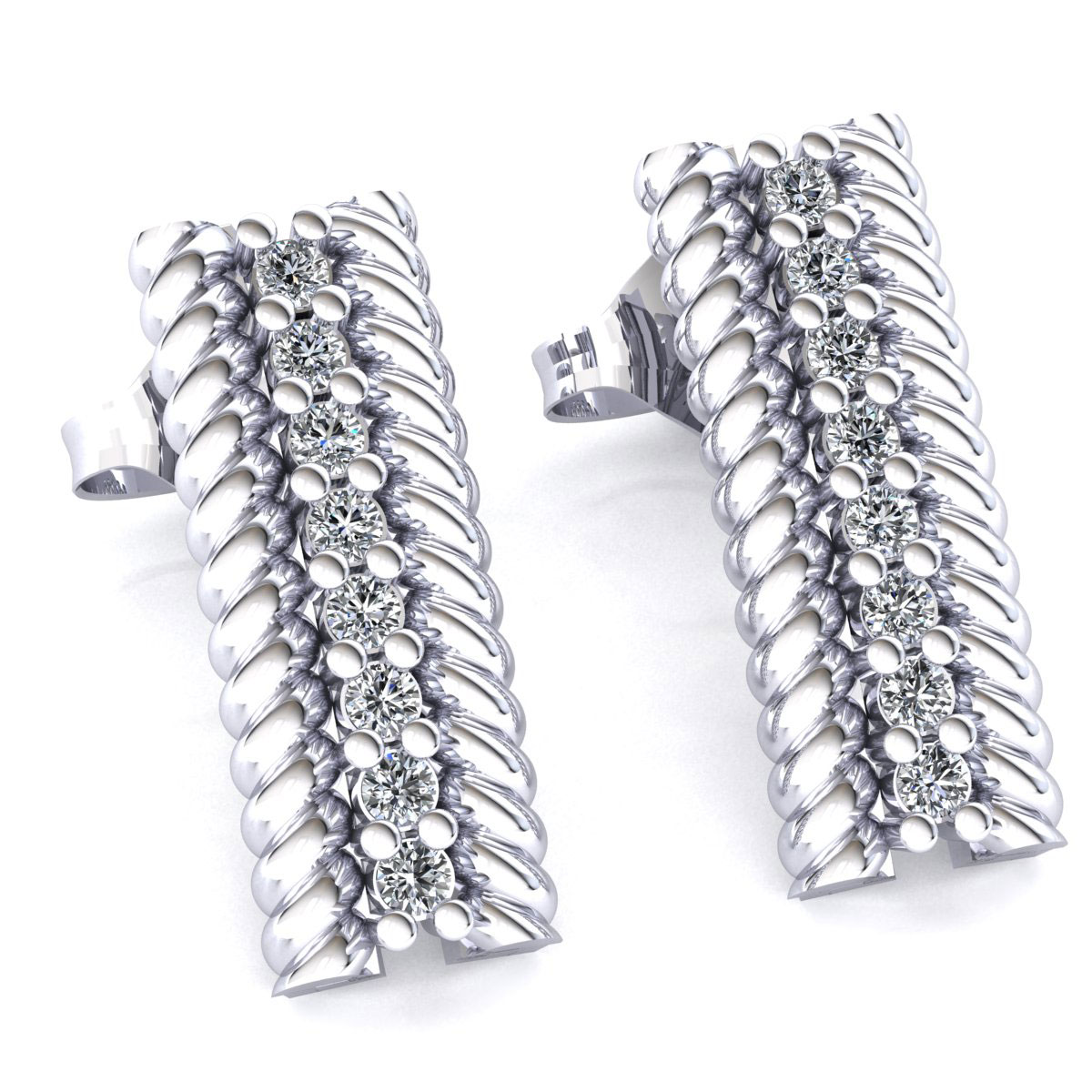 Pre-owned Jewelwesell Genuine 0.2ctw Round Cut Diamond Ladies Rope Straight Earrings Solid 10k Gold In H