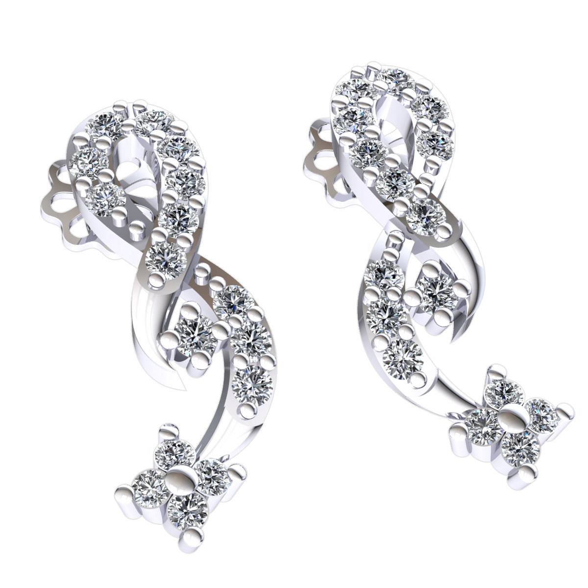 Pre-owned Jewelwesell Genuine 0.33ctw Round Cut Diamond Ladies Elite Gift Earrings Solid 10k Gold In H