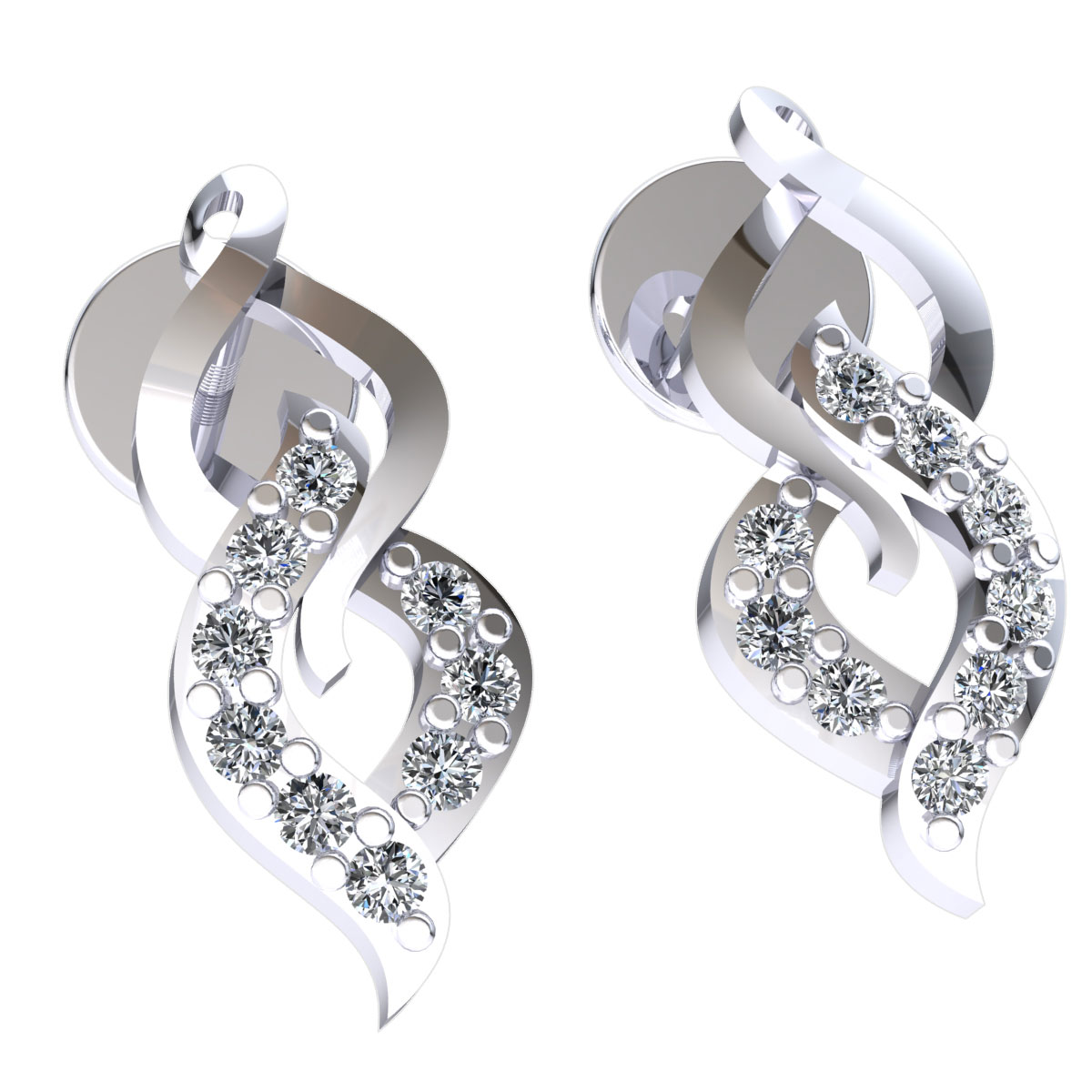 Pre-owned Jewelwesell 0.07ctw Round Cut Diamond Ladies Daily Wear Drops Earrings Solid 18k Gold In F