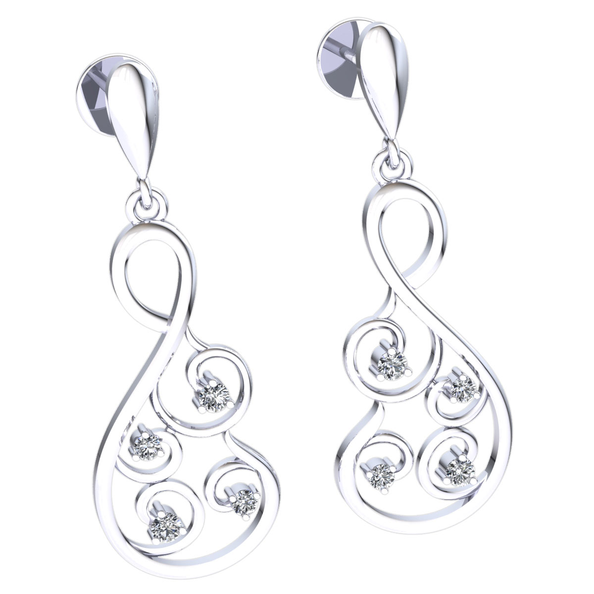 Pre-owned Jewelwesell Genuine 0.1ct Round Cut Diamond Ladies Infinity Designer Earrings 18k Gold In F