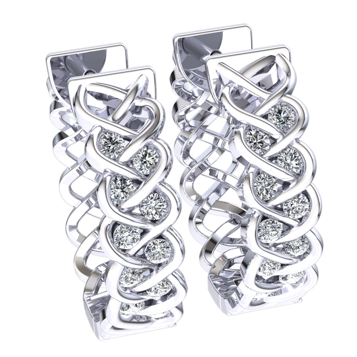 Pre-owned Jewelwesell Natural 0.45ct Round Cut Diamond Ladies Interwined Hoops Earrings 10k Gold