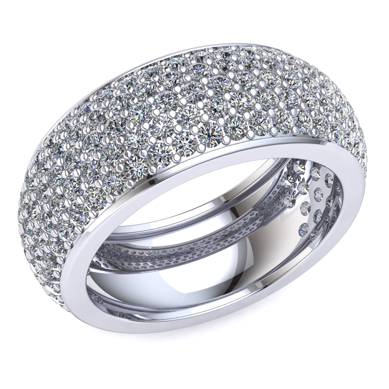 2.4 Ctw Round Diamond Ladies 5Row Pave Eternity Ring With