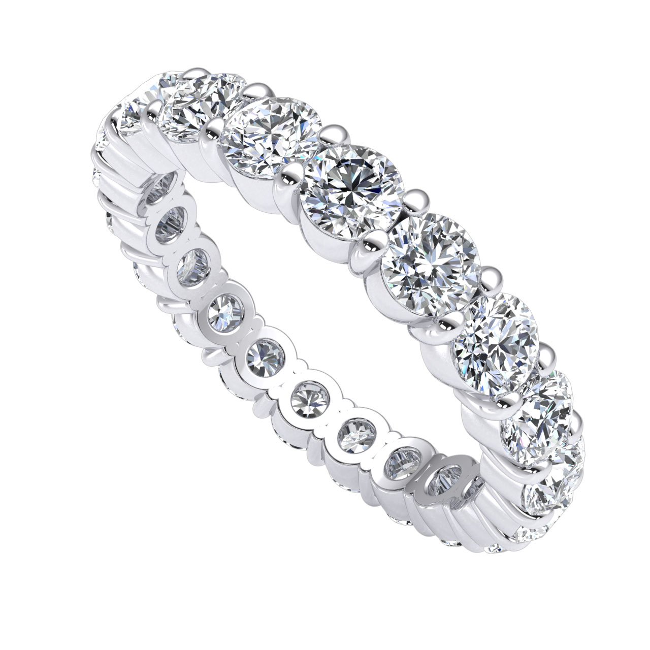 Natural 3 Ct Prong Set Eternity Band Ring Natural Round Cut Diamond 10k ...