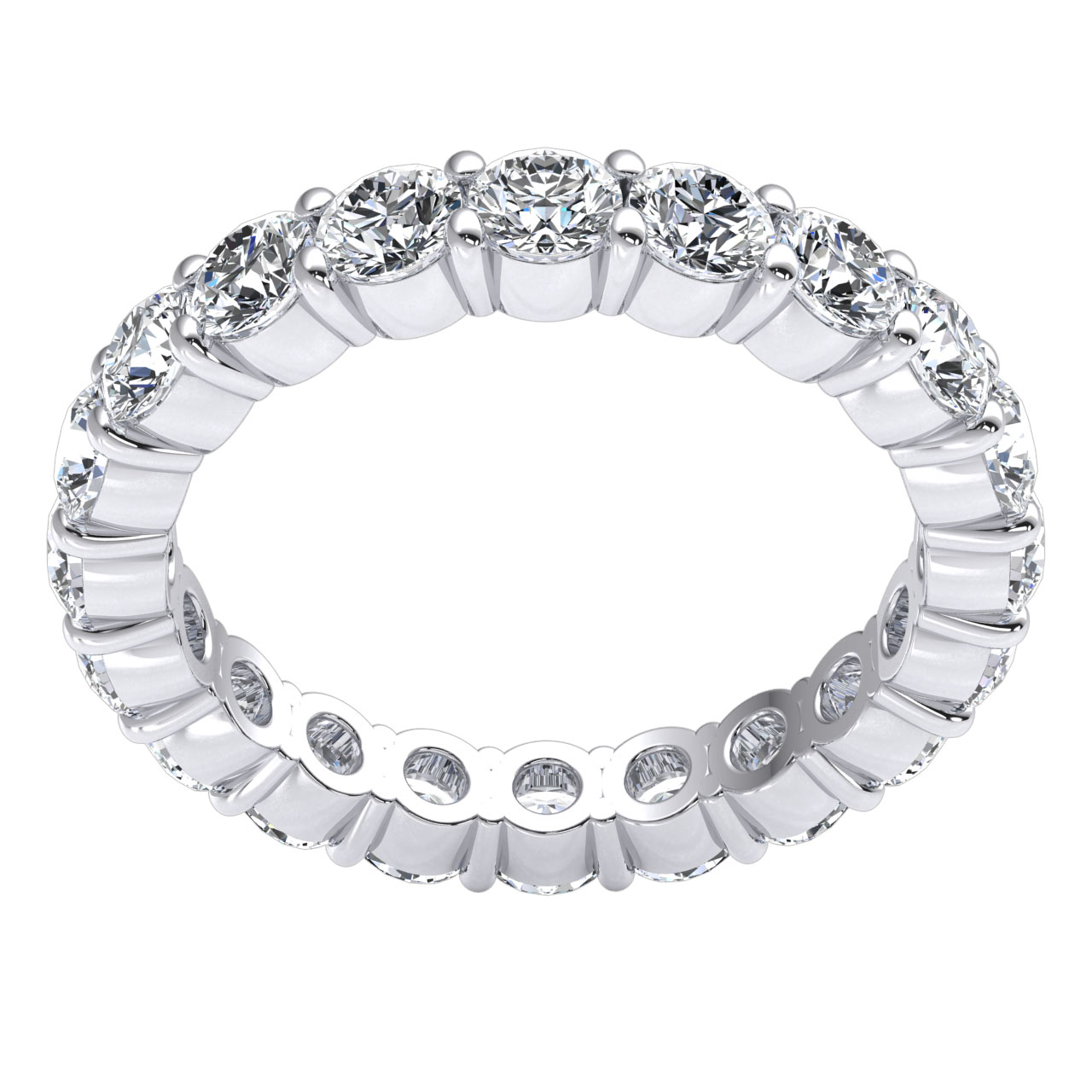 Natural 3 Ct Prong Set Eternity Band Ring Natural Round Cut Diamond 10k ...