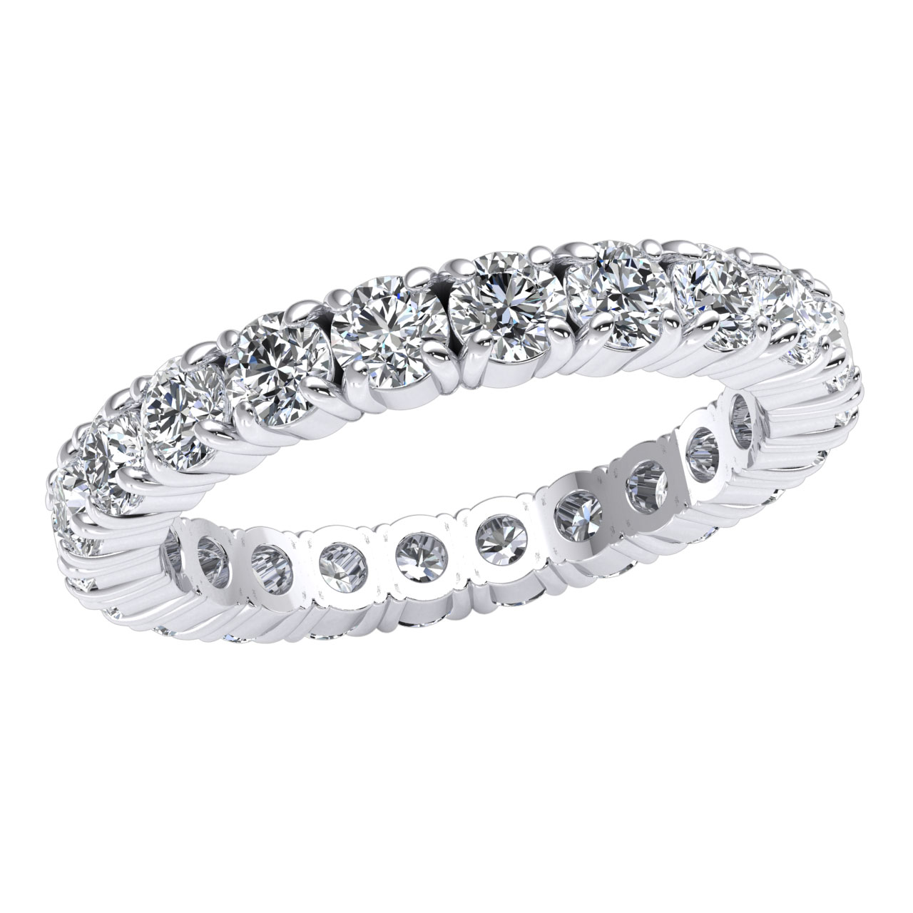 Classic Individual Prong Eternity Band Ring 2.20Ct Round Diamond Solid ...