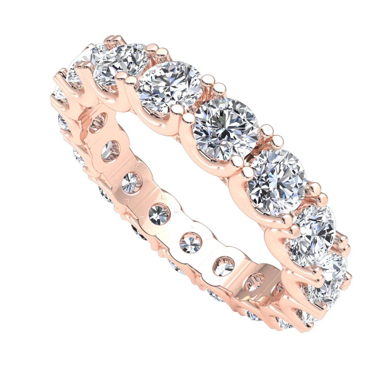 14k Rose Gold FN 0.85ct Bezel Set Diamond Full Eternity Womens Wedding Band Ring 