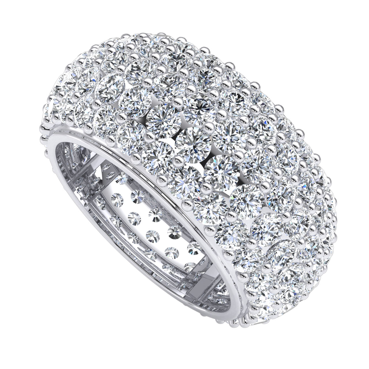 Natural Diamond 7 Ct Womens Domed 5 Row Pave Eternity  