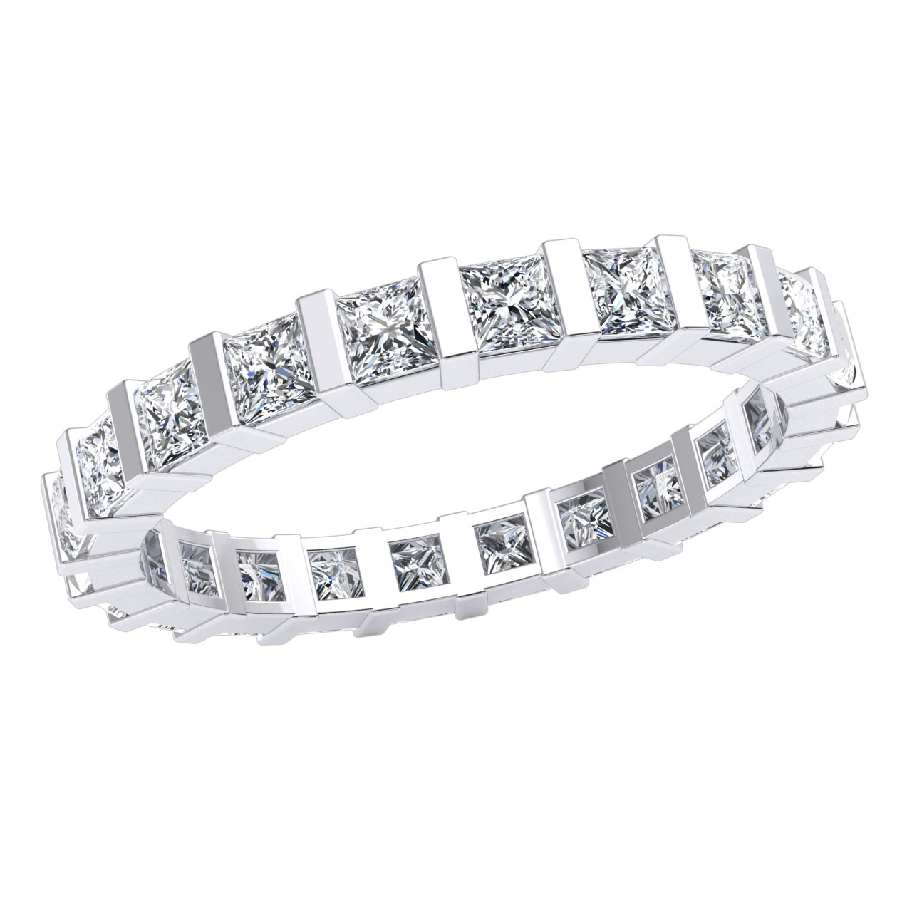 Pre-owned Jewelwesell Solid 10k Gold Bar Set Stackable Eternity Band Ring 1.80ct Princess Cut Diamond