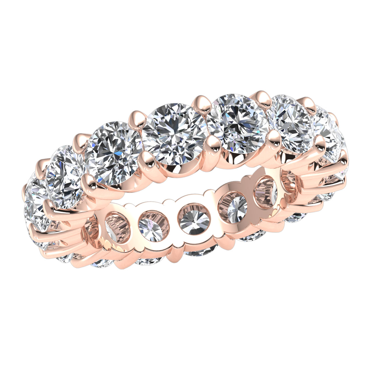 Diamond 6.4Ct Shared U-Basket Prong Setting Eternity Wedding Band Ring 14k  Gold