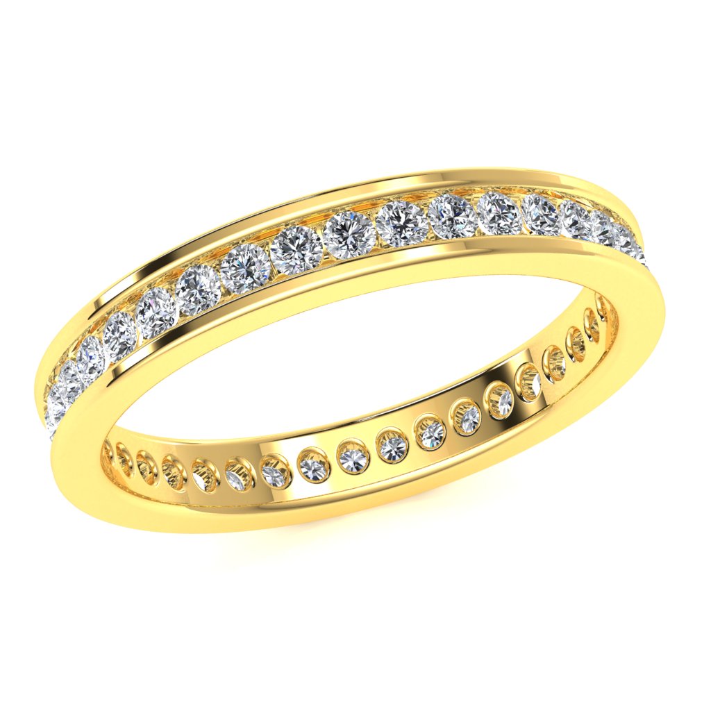 Solid 10k Gold 3mm Channel Set Round Diamond Eternity