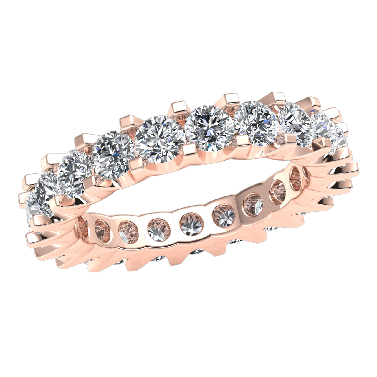 Scalloped Shared U-Prong Bridal Wedding Eternity Band 3Ct Diamond 10k Gold - Picture 6 of 14