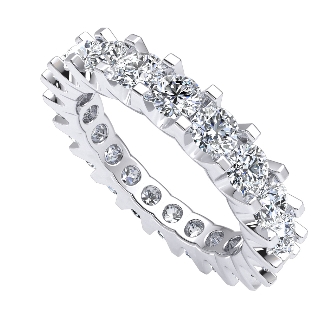 Scalloped Shared U-Prong Bridal Wedding Eternity Band 3Ct Diamond 10k Gold - Picture 10 of 14