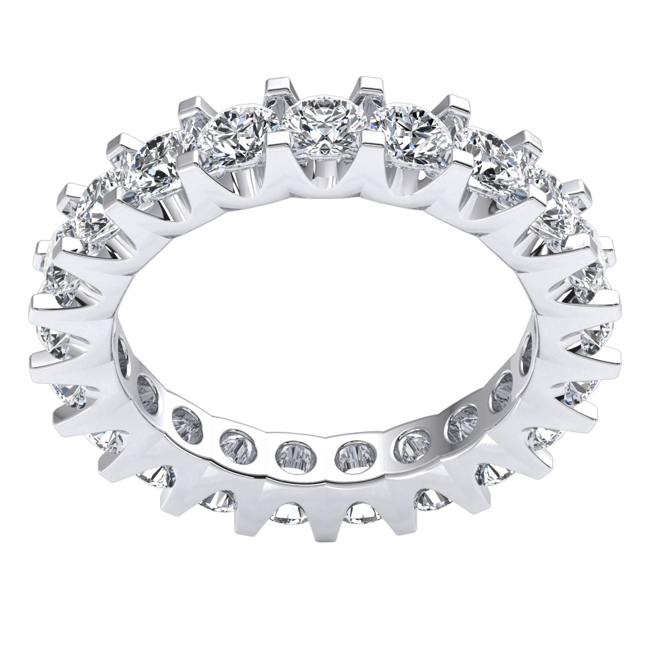 Scalloped Shared U-Prong Bridal Wedding Eternity Band 3Ct Diamond 10k Gold - Picture 11 of 14
