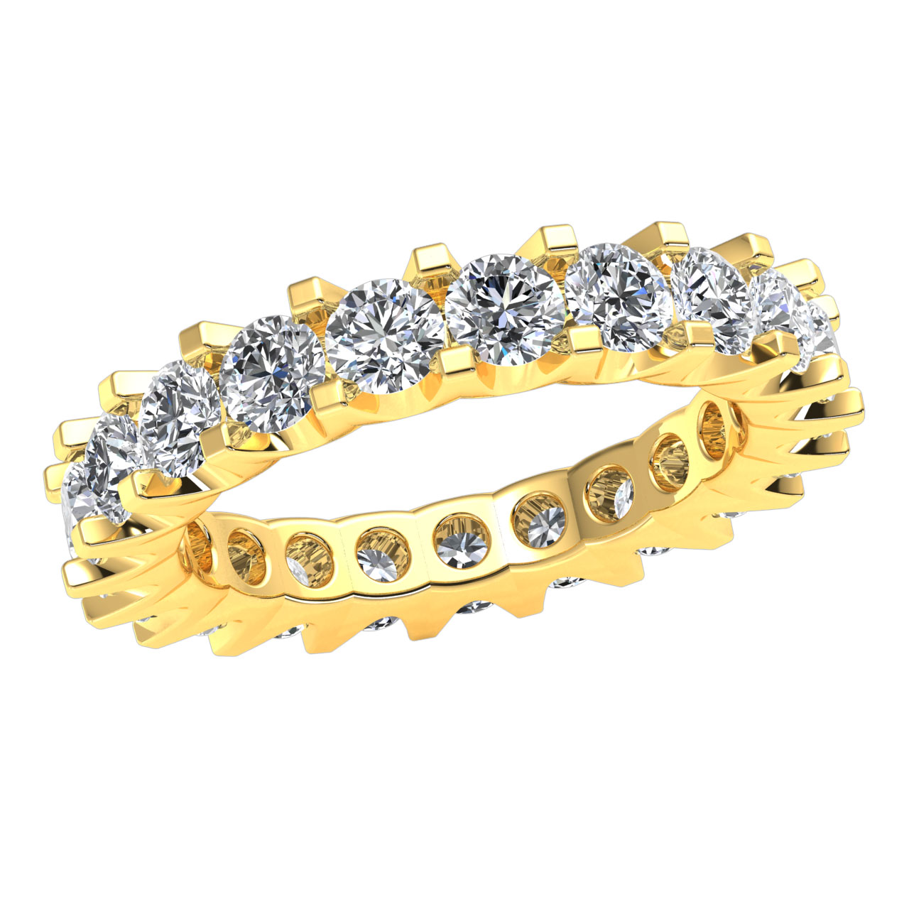 Scalloped Shared U-Prong Bridal Wedding Eternity Band 3Ct Diamond 10k Gold - Picture 12 of 14