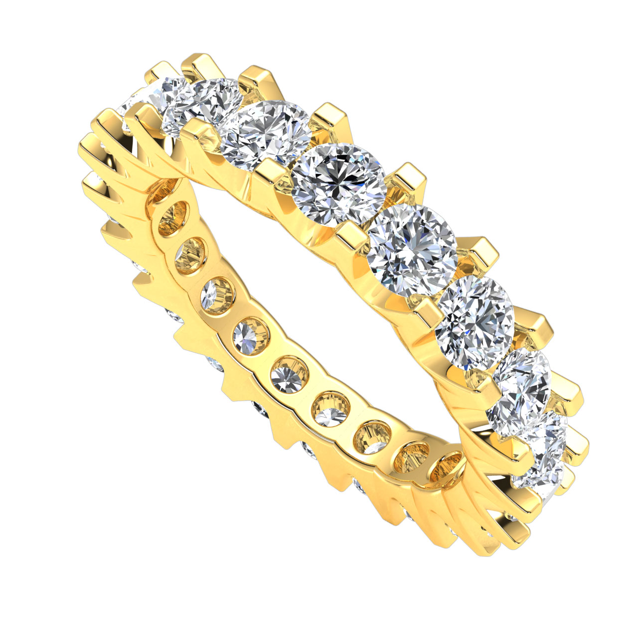 Scalloped Shared U-Prong Bridal Wedding Eternity Band 3Ct Diamond 10k Gold - Picture 13 of 14